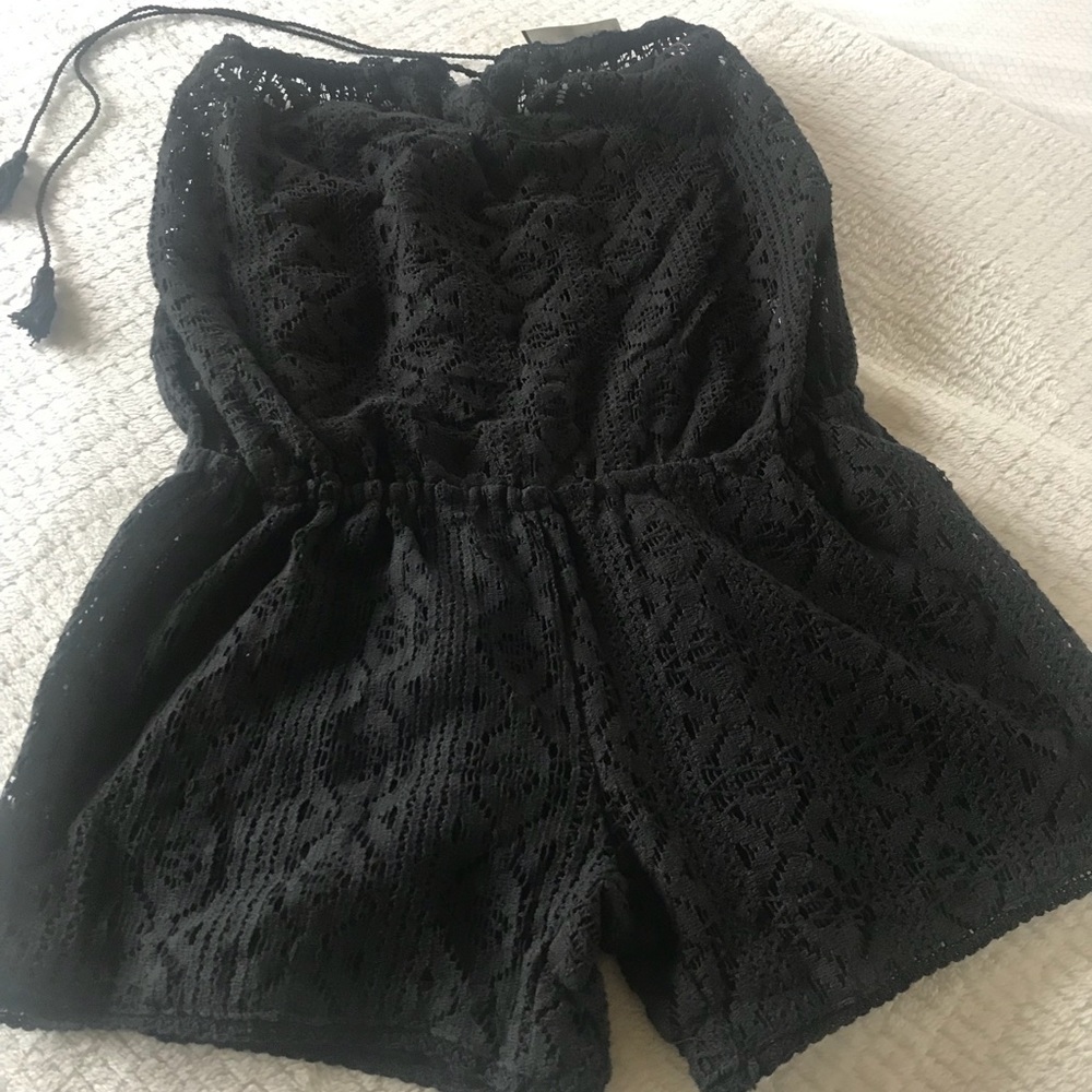 Black eyelet romper strapless